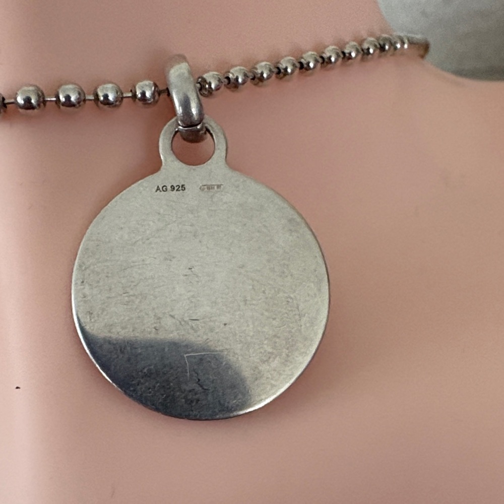 Gucci Crest Coin Sterling Silver Necklace Pendant Ball chain 20" VGUC - Picture 7 of 14